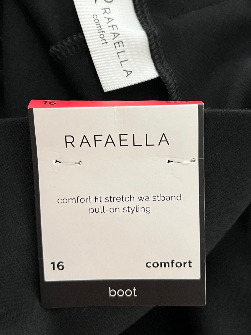 🟠NWT RAFAELLA Plus Comfort Fit Stretch Boot-Cut Pull On Pants in Black Sz 16 - Picture 7 of 8